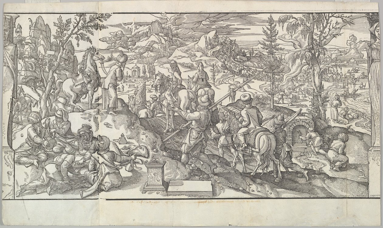 Turkse soldaten in rust van de fries Ces Moeurs et fachons de faire de Turcz Customs, 1553 door Unbekannt