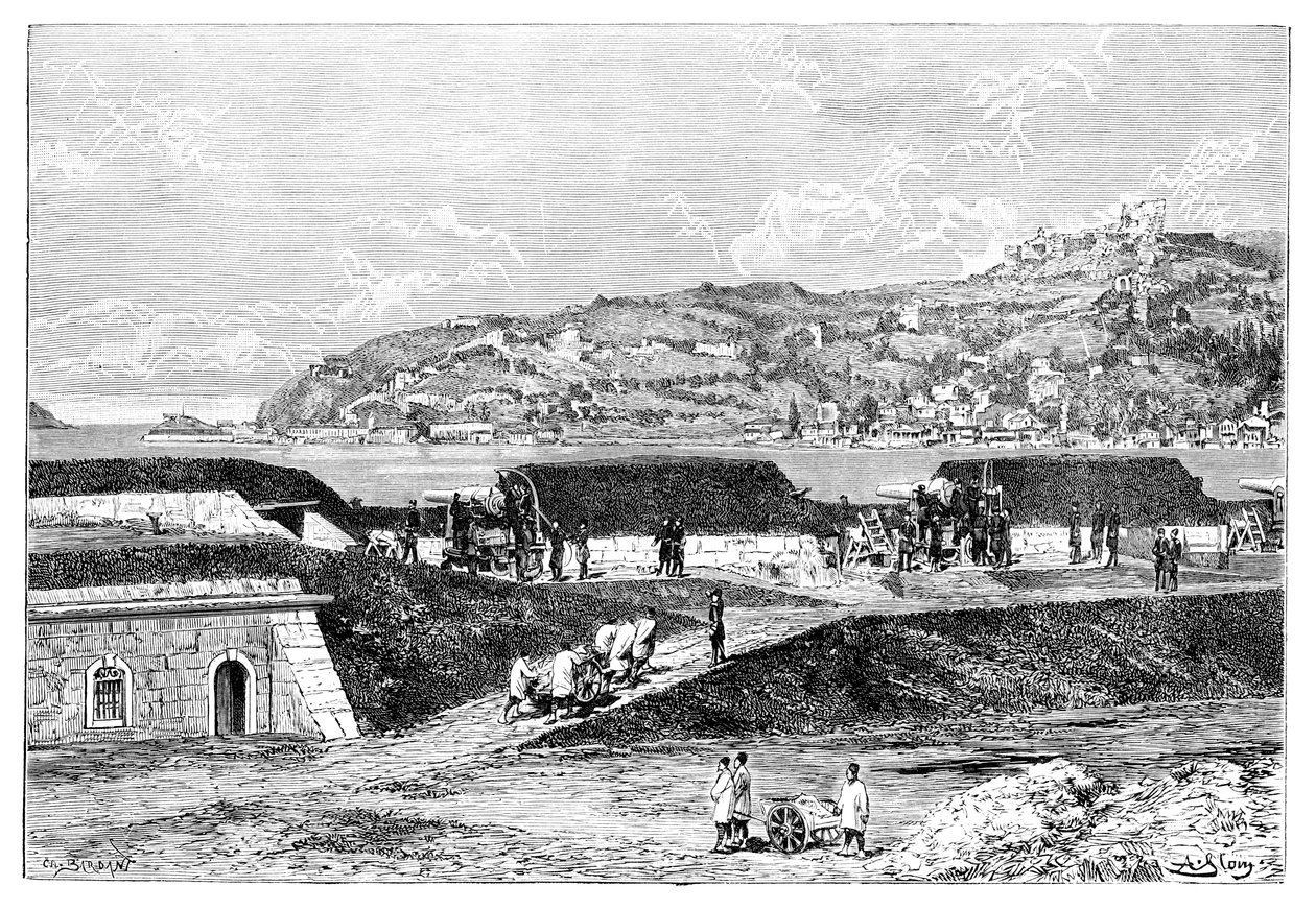 Turkse batterijen en de ingang van de Bosporus aan de Zwarte Zee, Turkije, 1895 door Unbekannt
