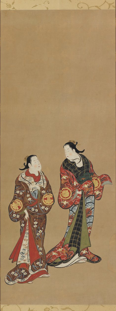 Twee lange vrouwen in donkere gewaden, Edo-periode, 1615-1868 door Unbekannt