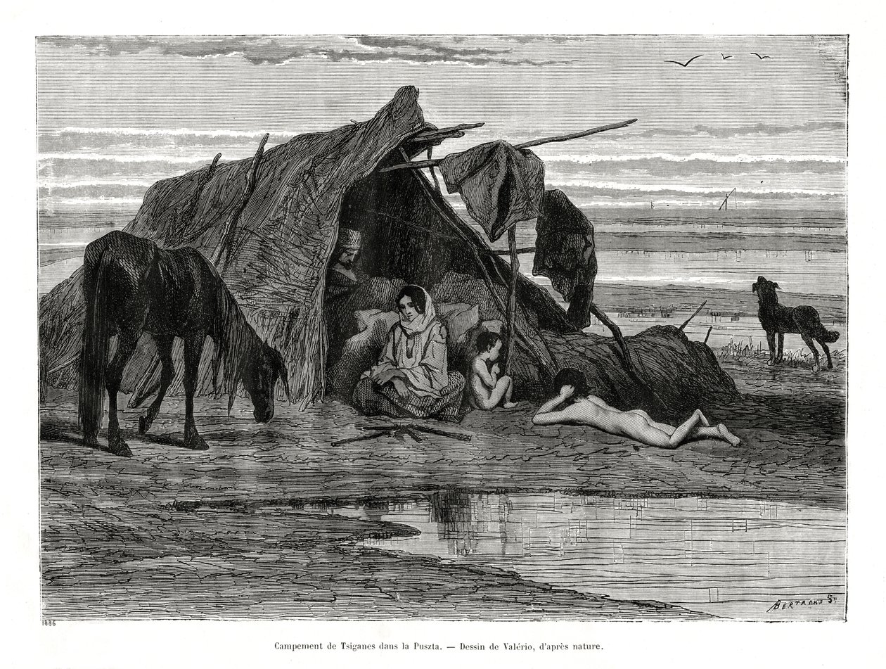 Tziganes kamperen in de Puszta, 1886 door Unbekannt