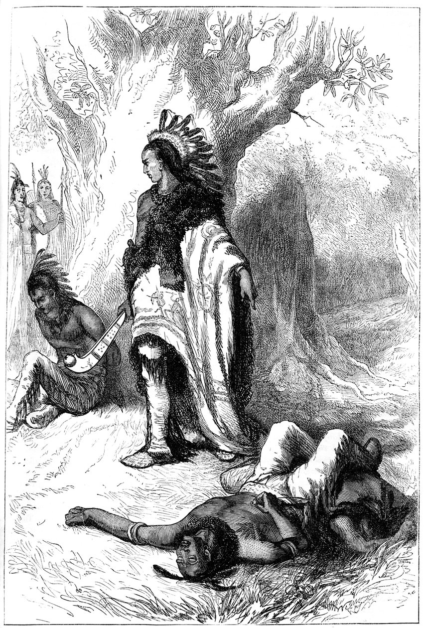 Uncas en Miantonomoh, 1643 door Unbekannt