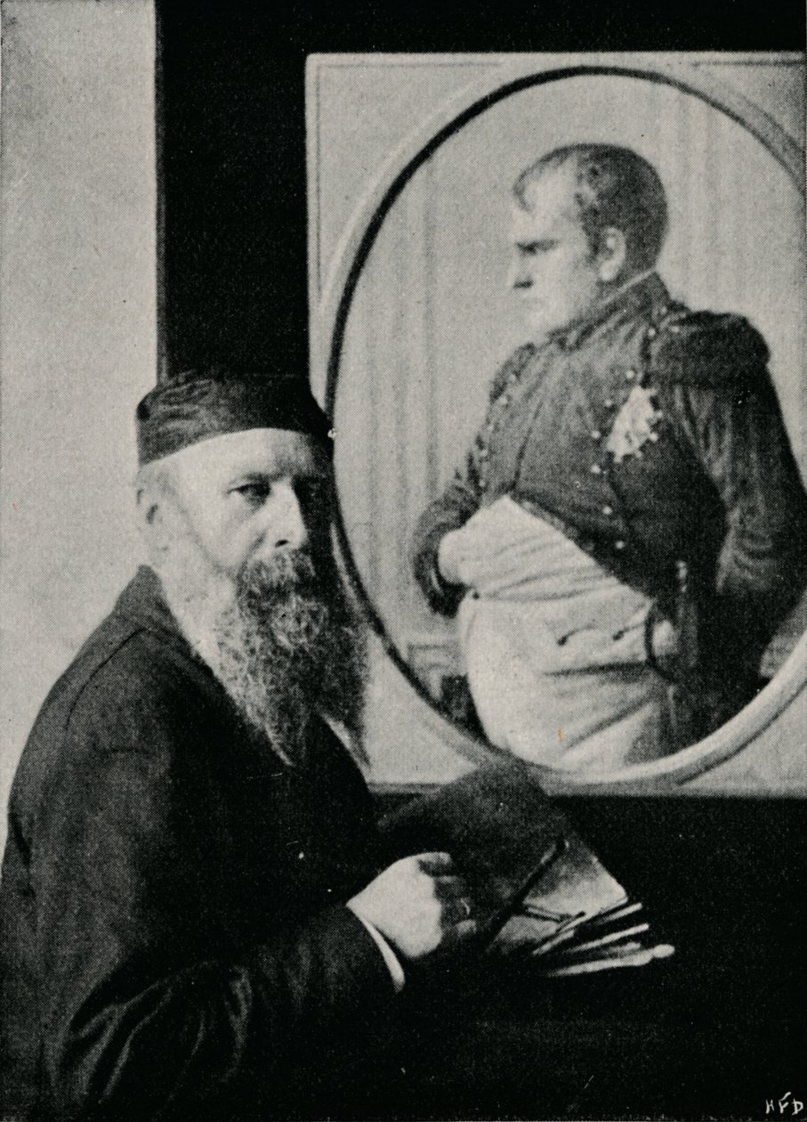 Verestchagin schildert een portret van Napoleon, ca. 1890, 1910 door Unbekannt