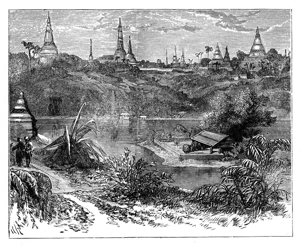 Uitzicht nabij Rangoon, Birma, ca. 1888 door Unbekannt