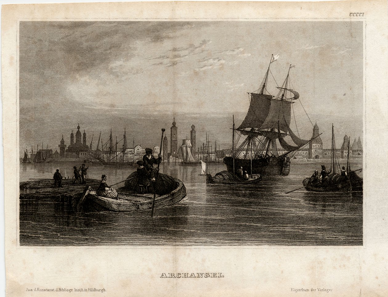 Uitzicht op Arkhangelsk, 1833 door Unbekannt
