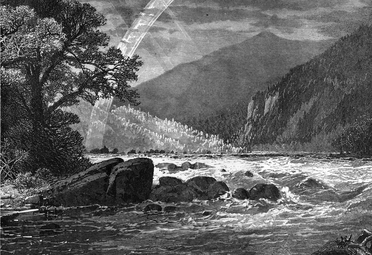 Uitzicht op Balcony Falls, James River, Virginia, VS, 1877 door Unbekannt
