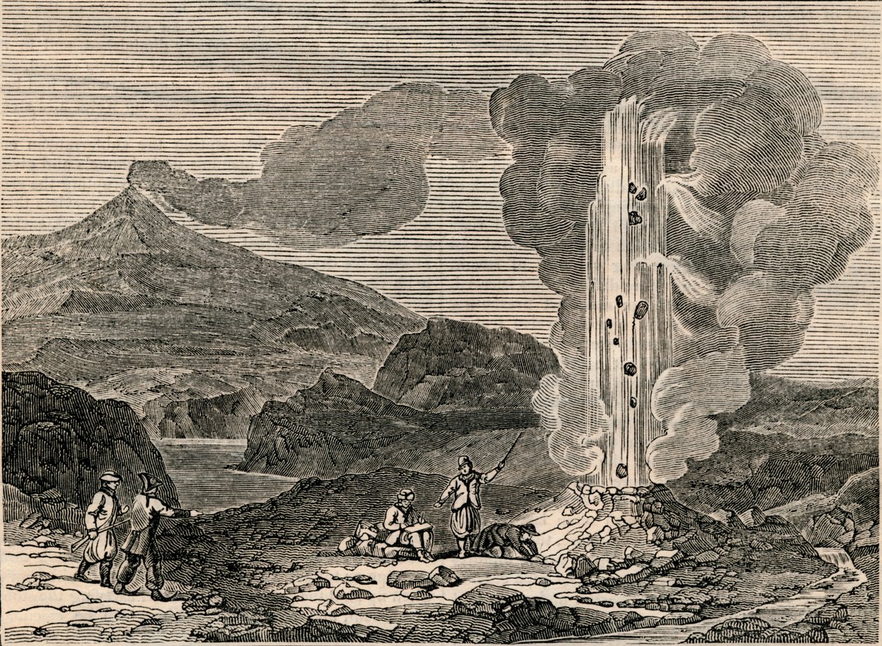 Uitzicht op een Geiser, of Heet Fontein, 7 december 1833 door Unbekannt