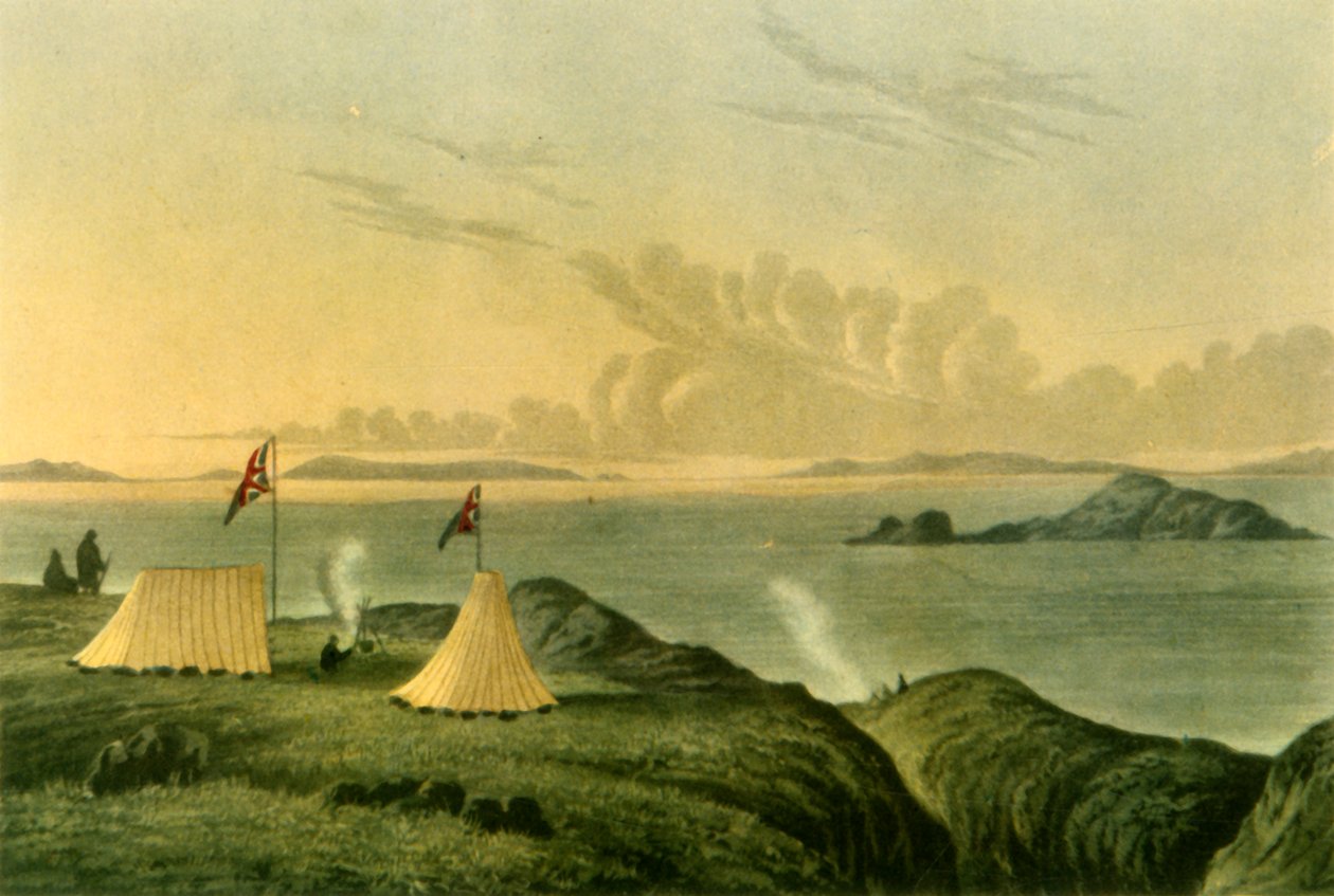Uitzicht op de Noordelijke IJszee vanaf de monding van de Copper Mine River, middernacht, juli 1821 door Unbekannt