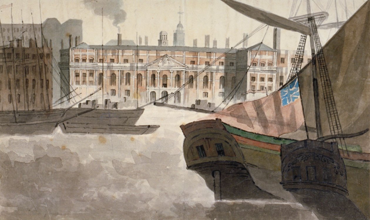 Uitzicht op het Douanehuis vanaf de Theems, City of London door Unbekannt