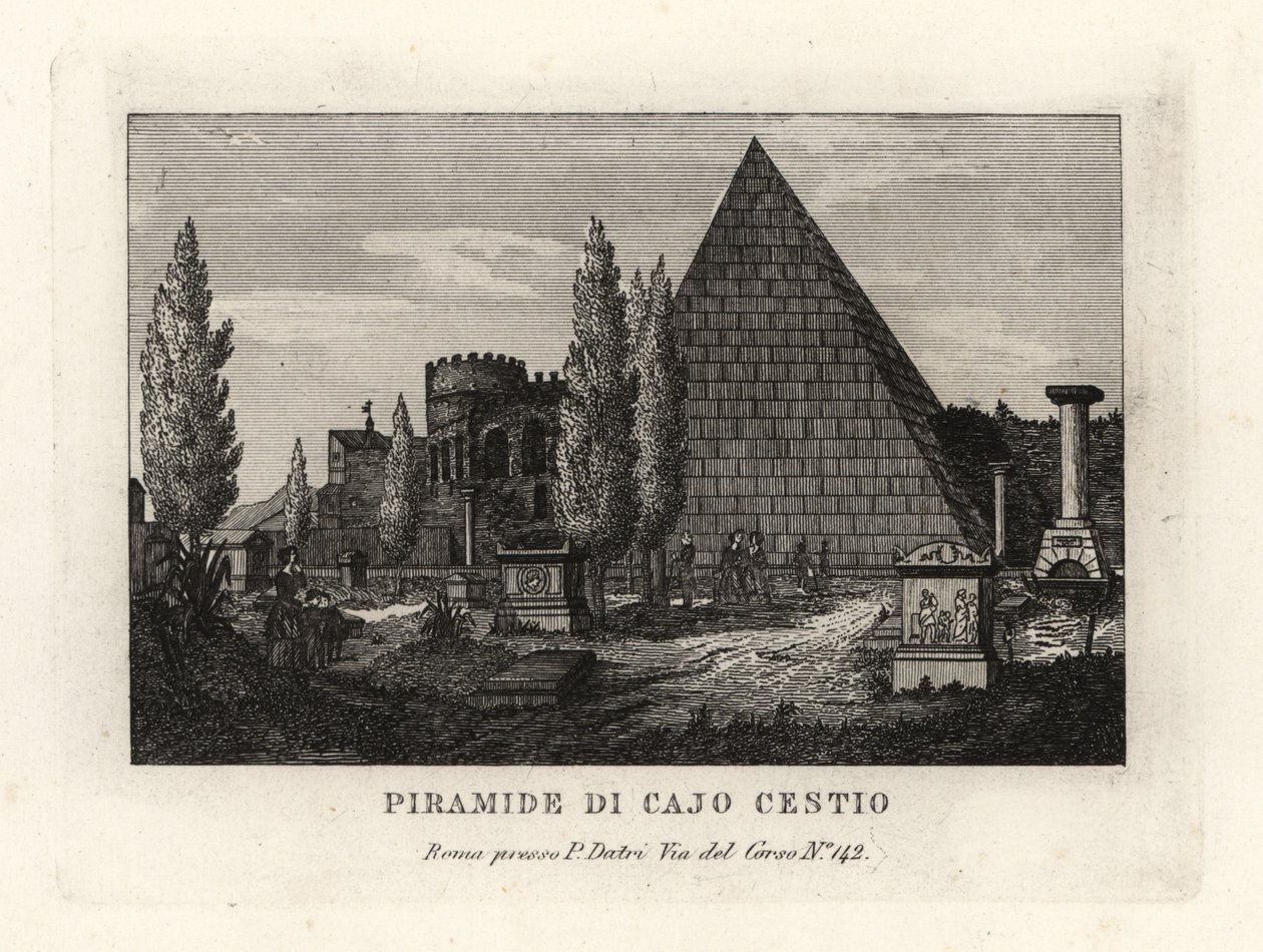 Uitzicht op de Piramide van Cestius, Rome door Unbekannt