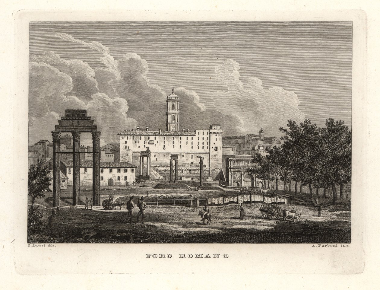 Uitzicht op de ruïnes van het Forum Romanum door Unbekannt