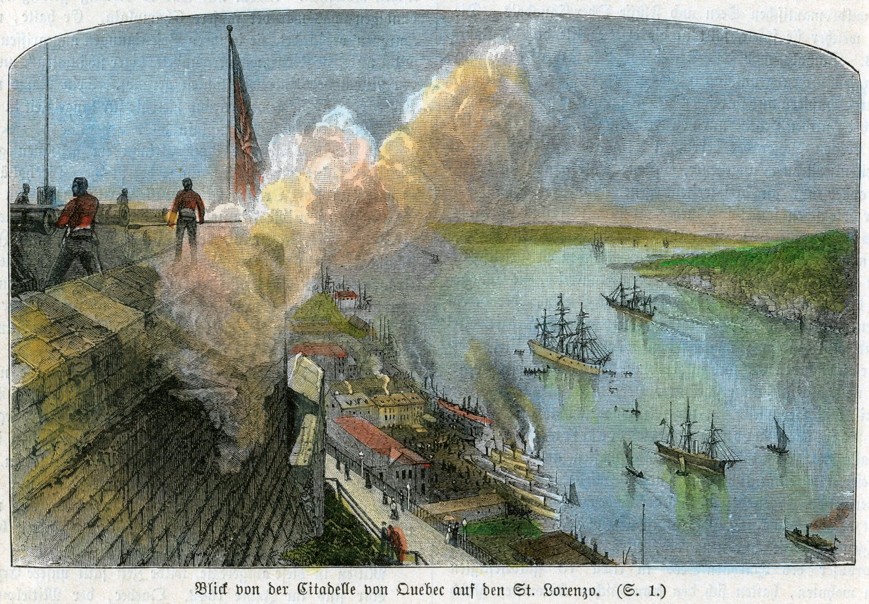 Uitzicht over de St. Lawrence-rivier vanaf de citadel van Quebec, Canada, c1875 door Unbekannt
