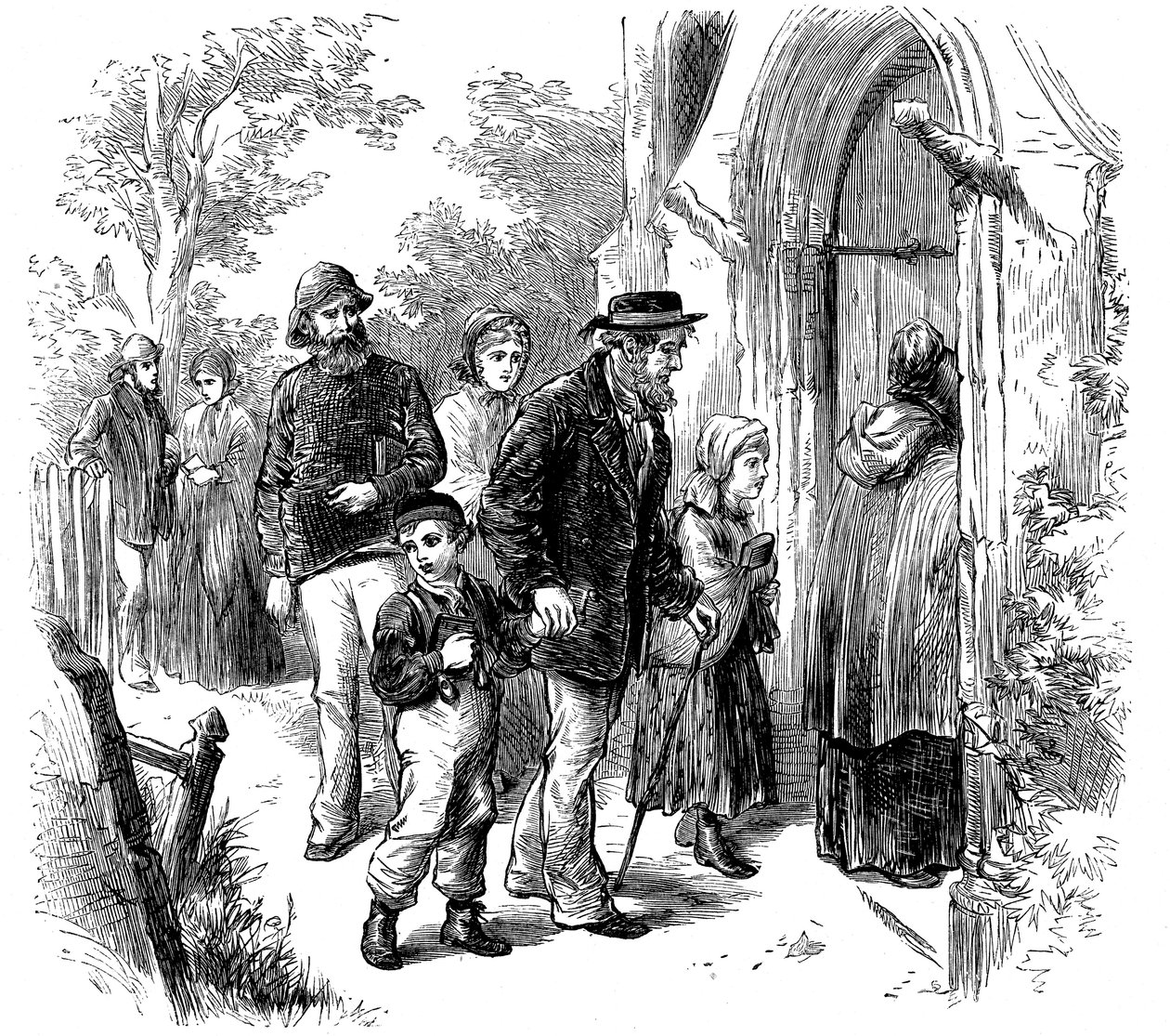 Dorpelingen gaan op zondag naar de kerk, Londen, 1872 door Unbekannt