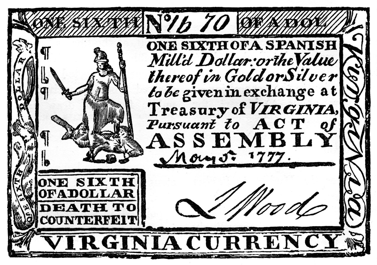 Virginia papiergeld door Unbekannt