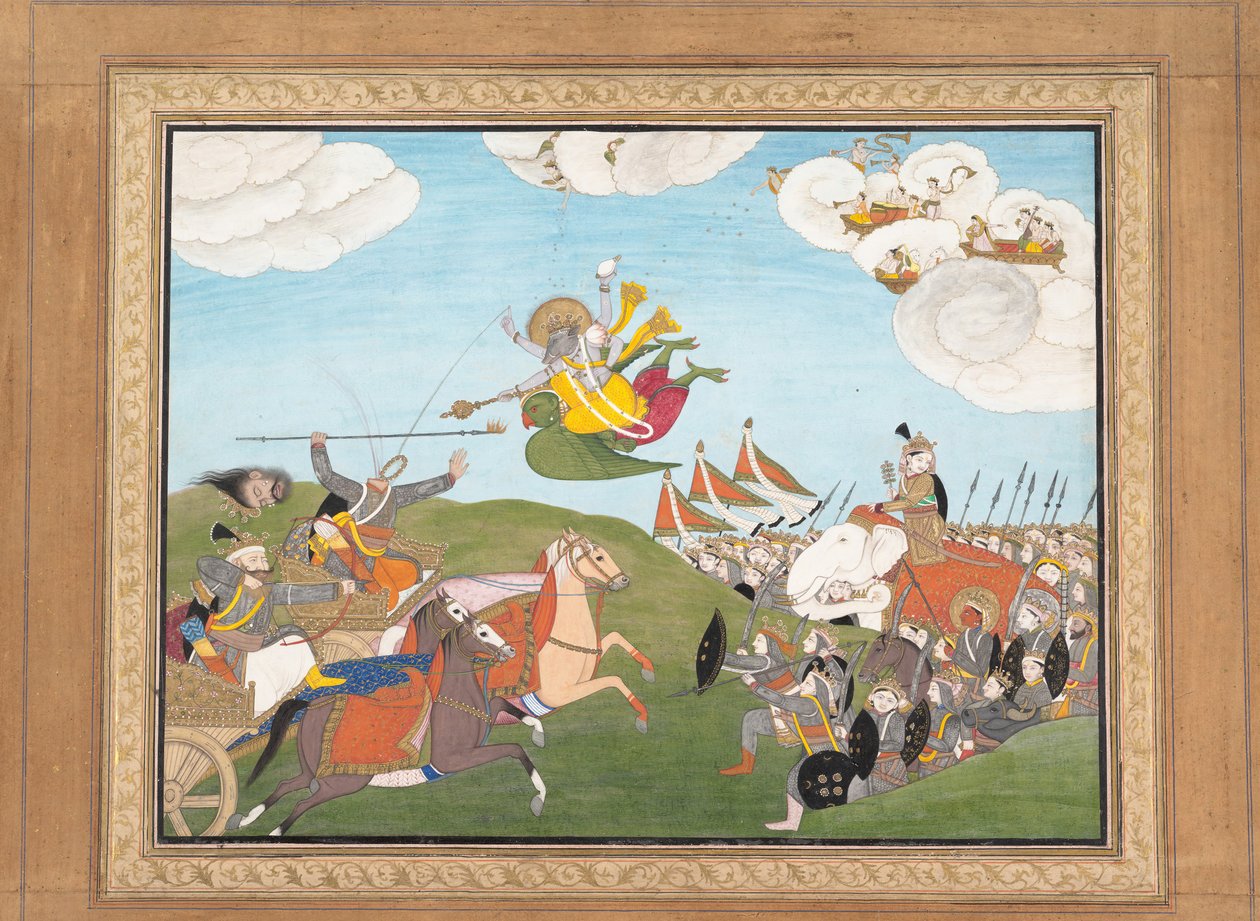 Vishnu als Varaha, de Boar Avatar, doodt Banasur, een demon generaal, ca. 1800 door Unbekannt
