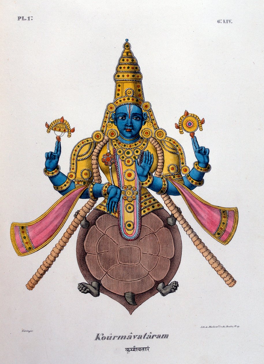 Vishnu, een van de goden van de hindoeïstische trinity trimurti, 1828 door Unbekannt