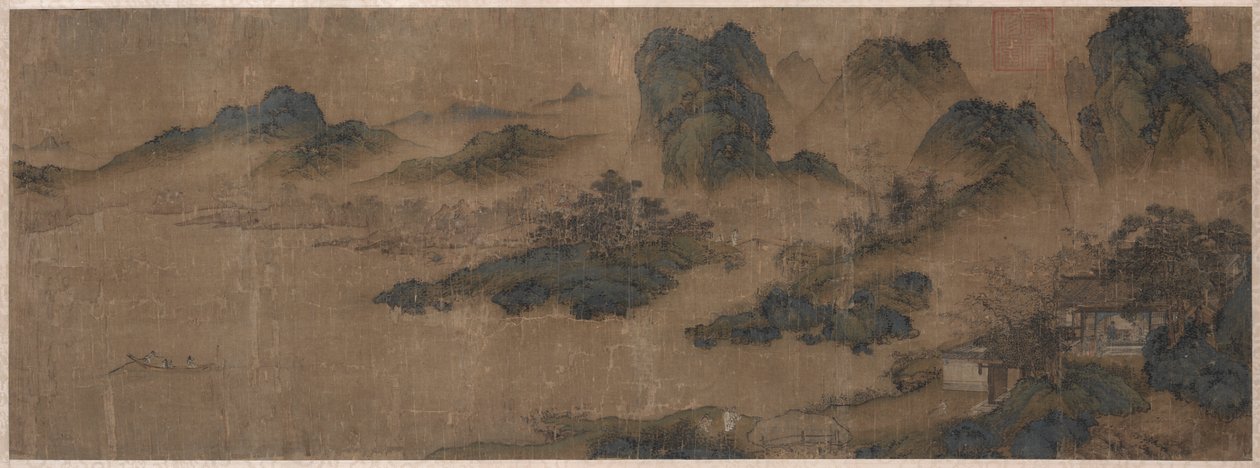 Een oude vriend bezoeken in de lentebossen, 1300s door Unbekannt