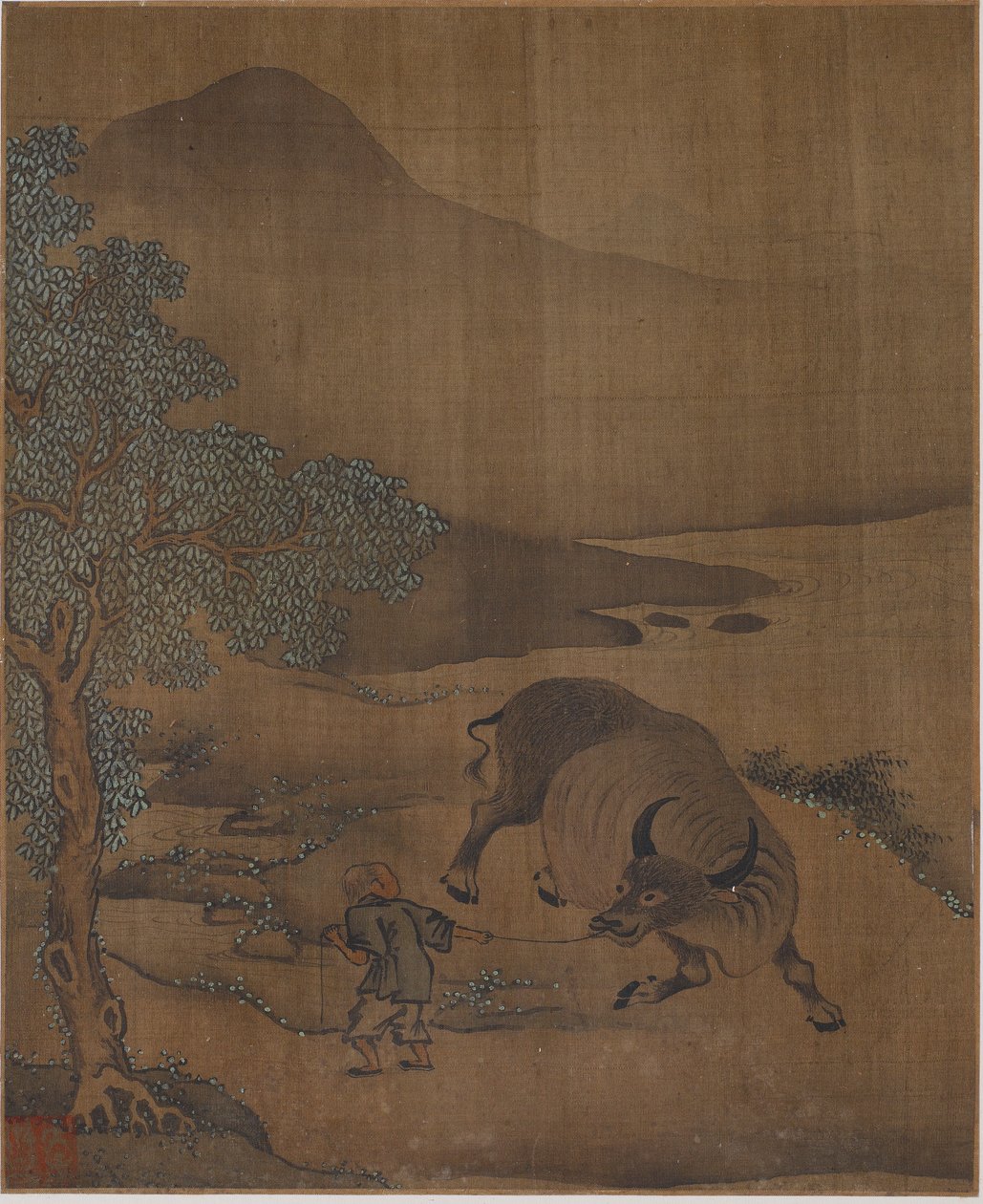 Waterbuffel en herdersjongen, Mogelijk Ming-dynastie, 1368-1644 door Unbekannt