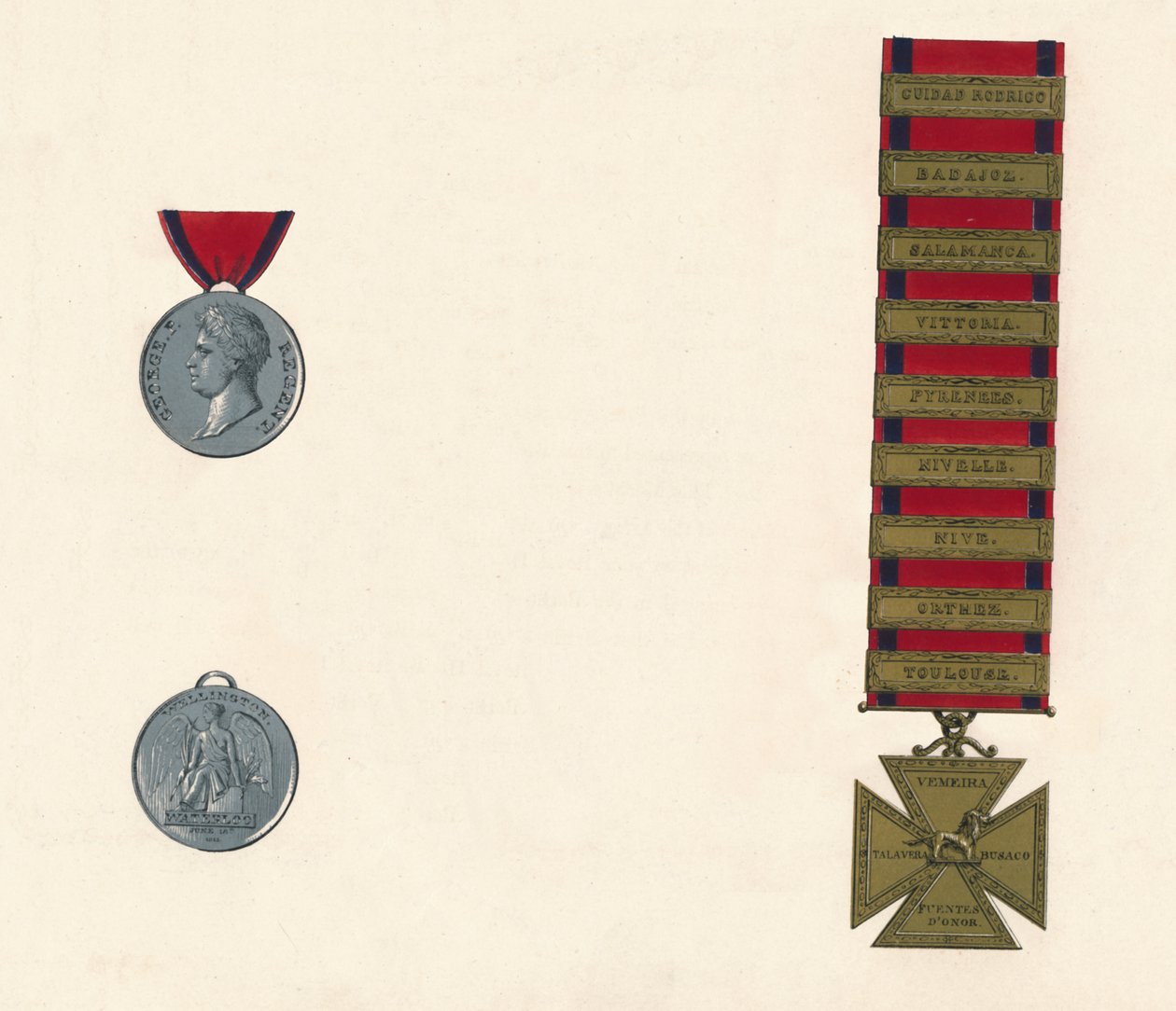 Waterloo & Militaire Algemene Dienstmedaille 1793-1814, 19e eeuw door Unbekannt