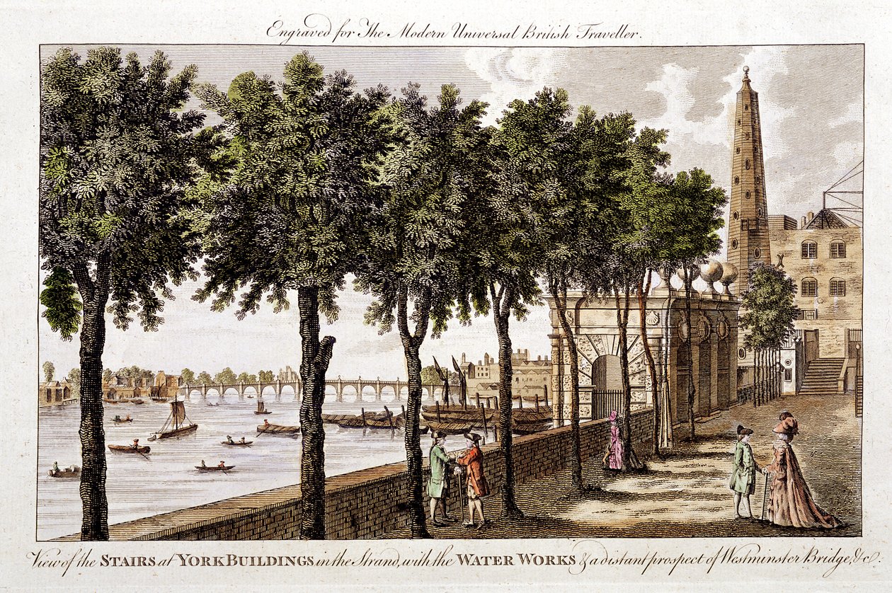 Waterwerken bij York Buildings, Strand, die water leveren aan Londen vanuit de Theems, 1790 door Unbekannt