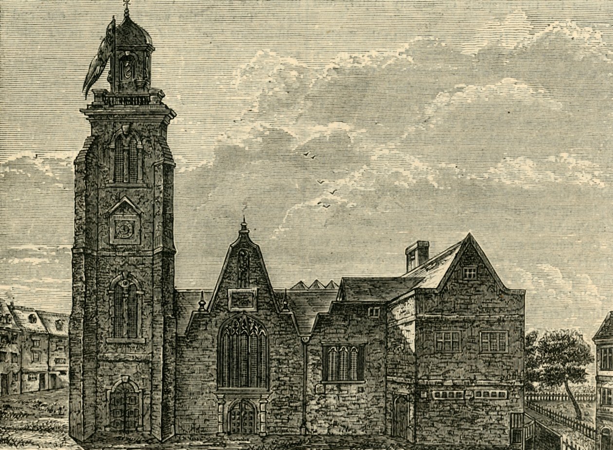 Westelijk uitzicht op de oude kerk van St. Martins-in-the-Fields, afgebroken in 1721 door Unbekannt