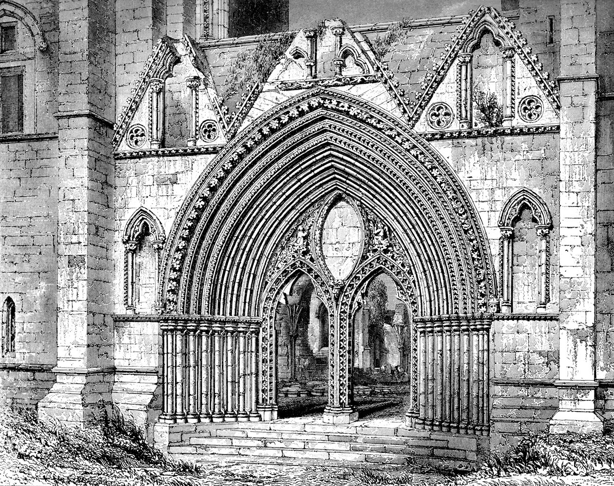 Westelijke Deur van Elgin Kathedraal, Elgin, Moray, Schotland door Unbekannt