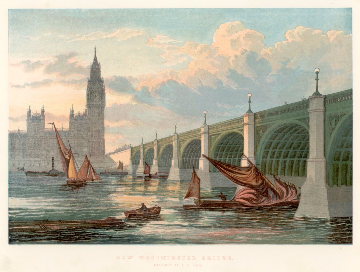 Westminster Bridge, Londen, gezien vanaf de zuidelijke oever van de Theems, 1858 door Unbekannt