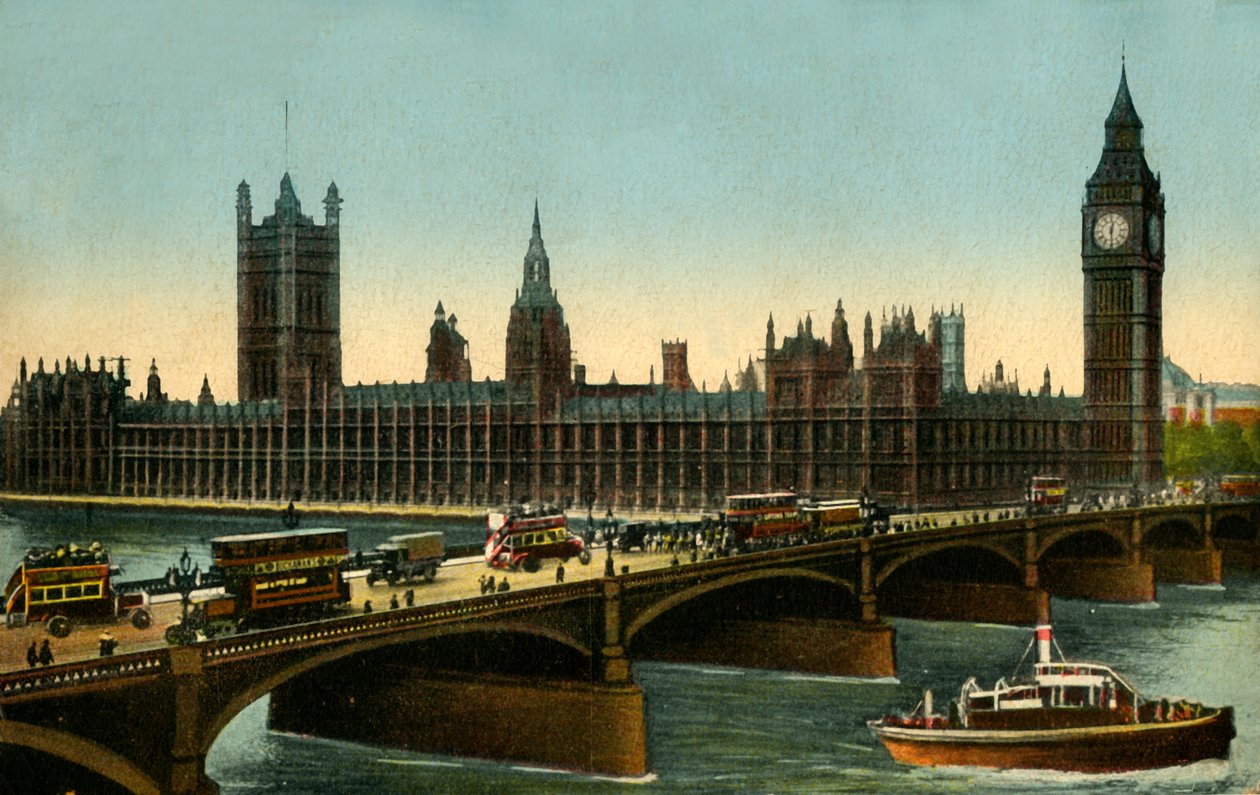 Westminster Bridge en de Houses of Parliament, Londen, c1910 door Unbekannt
