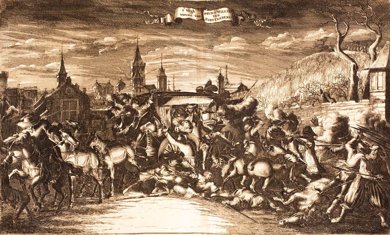 William Egon van Fürstenberg aangevallen in zijn koets in Keulen in 1674, 1675 door Unbekannt
