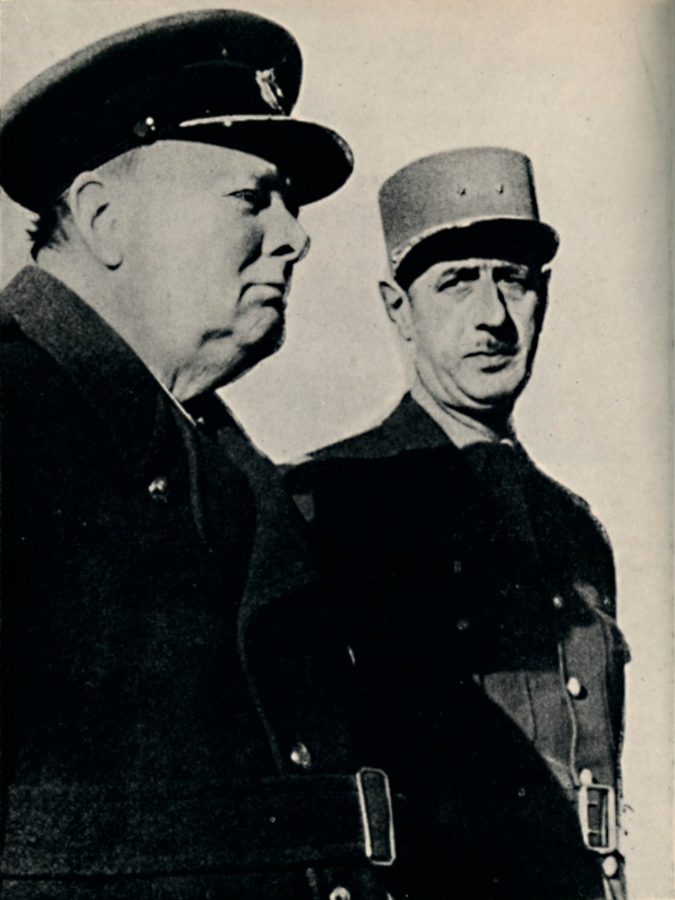 Winston Churchill en Generaal De Gaulle, juni 1940, 1945 door Unbekannt
