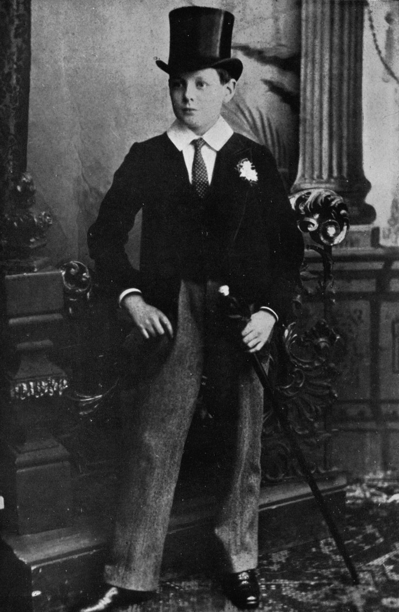 Winston Churchill als Harrow schooljongen in 1889, 1945 door Unbekannt