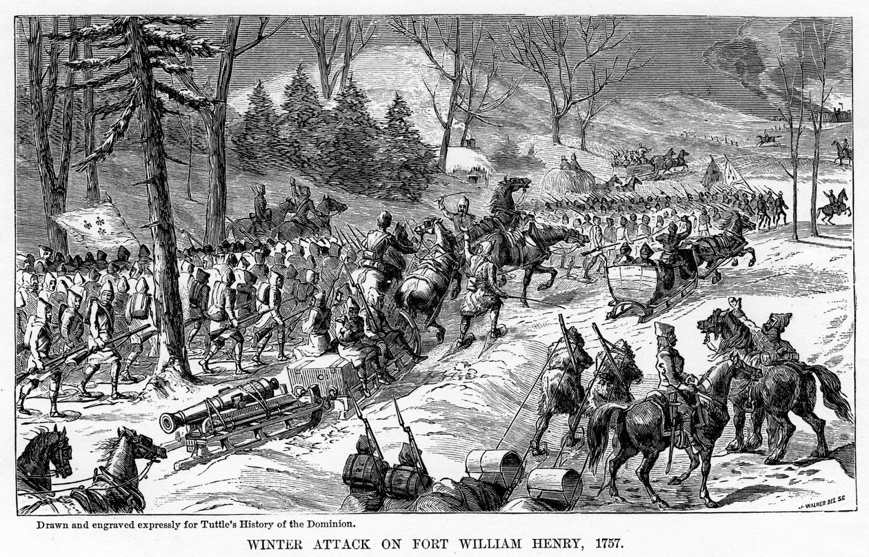 Winteraanval op Fort William Henry, New York State, 1757, ca. 1877 door Unbekannt