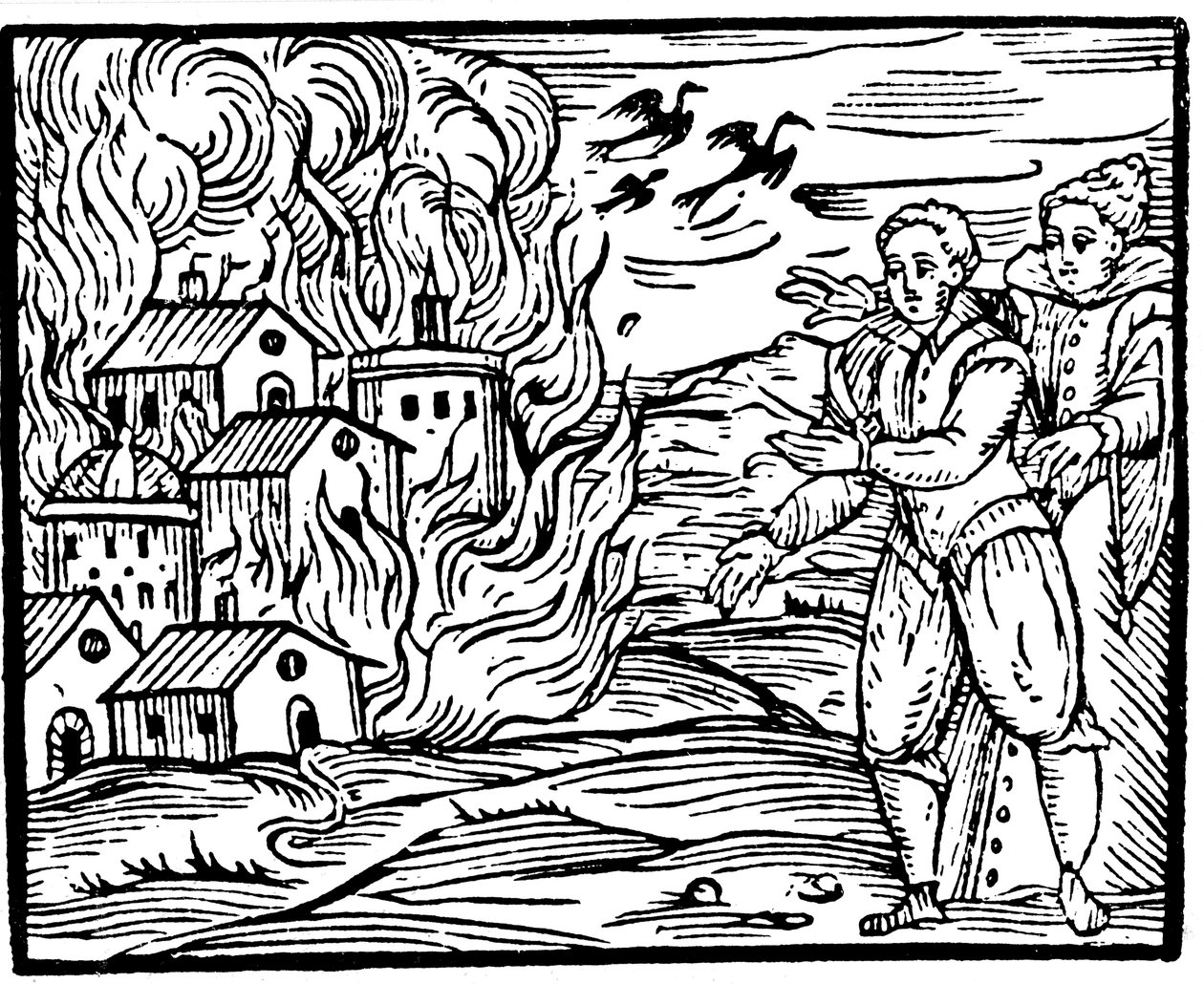 Heksen die een huis vernietigen door brand - Zwaben, 1533 door Unbekannt