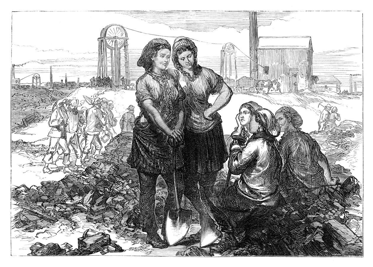 Werkmeisjes bij de Wigan Collieries, eind 19e eeuw door Unbekannt