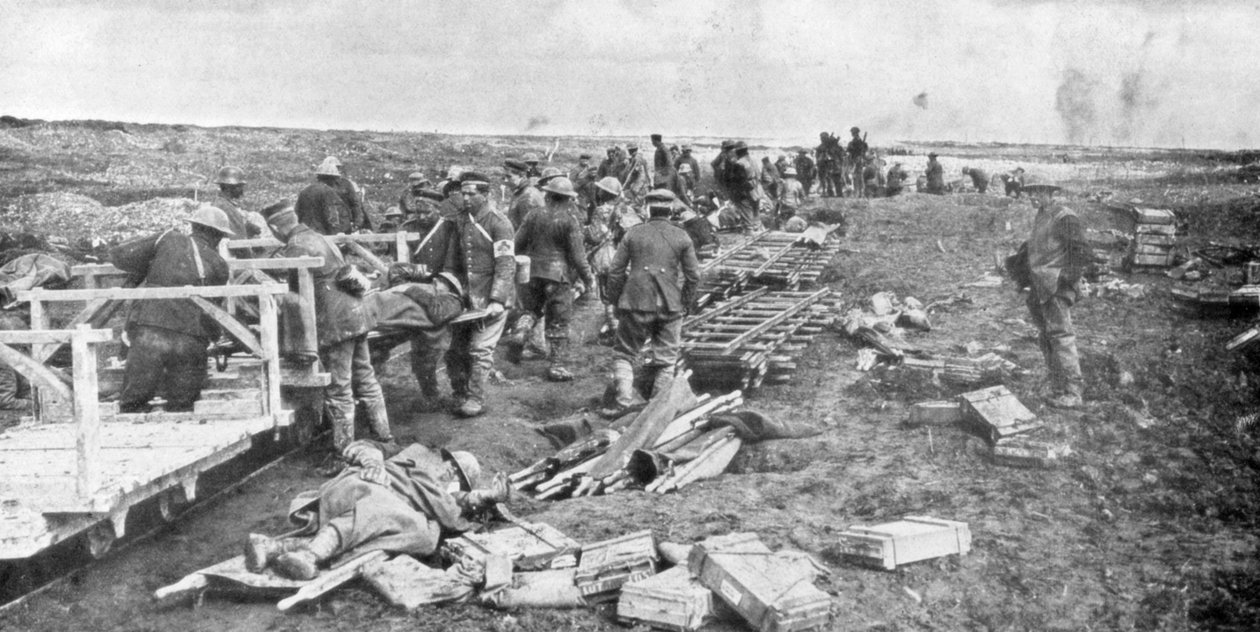 Evacuatiepunt voor gewonden, Vimy, Frankrijk, Eerste Wereldoorlog, april 1917 door Unbekannt