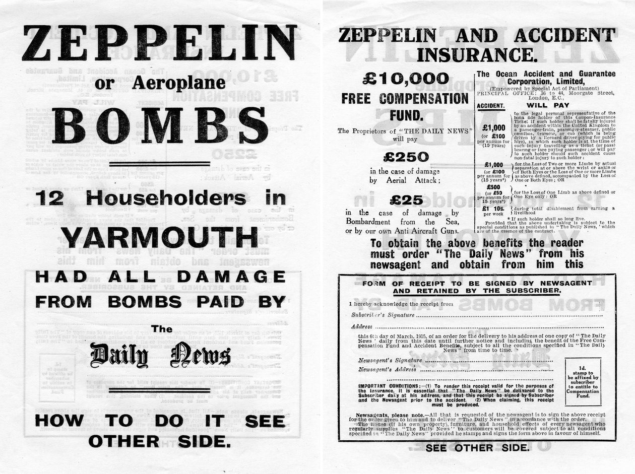 Zeppelin en ongevallenverzekering advertentie, 1910 door Unbekannt