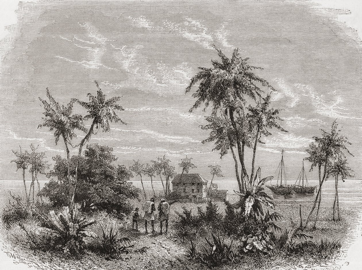 Huis van David Livingstone in Zanzibar, Tunesië, Oost-Afrika, illustratie uit 