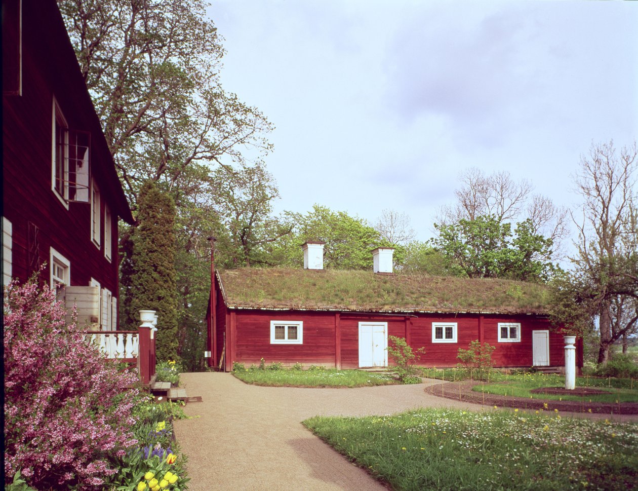 Grasdak werkplaats bij het huis van Carl Linnaeus, Hammarby, Uppsala, Zweden door Unbekannt Unbekannt