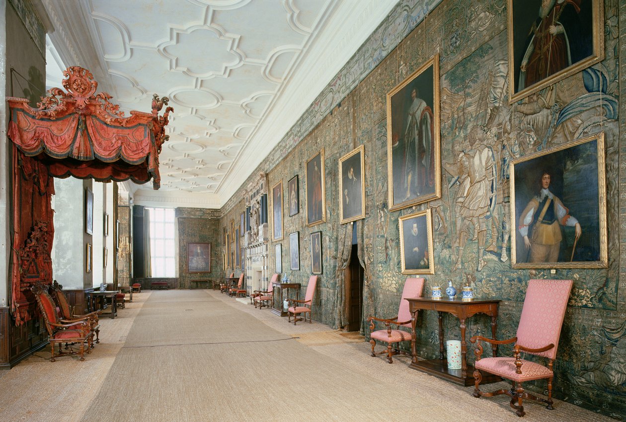 Hardwick Hall, Interieur van de Lange Galerij, Derbyshire, VK door Unbekannt Unbekannt