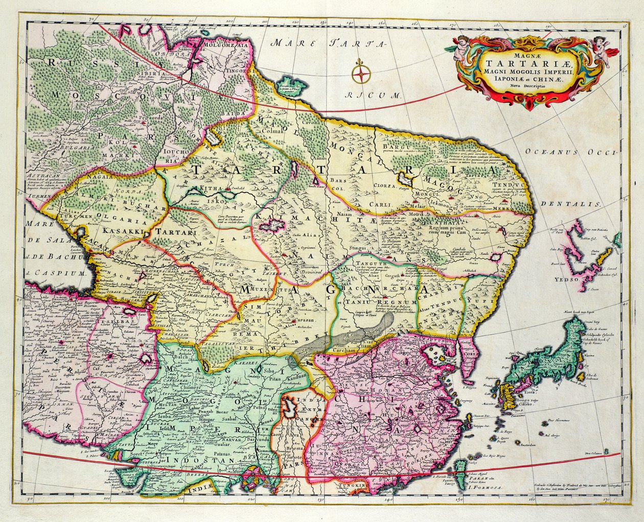 Kaart van Mongolië met Japan en China, ca. 1680 door Frederick de Wit door Unbekannt Unbekannt