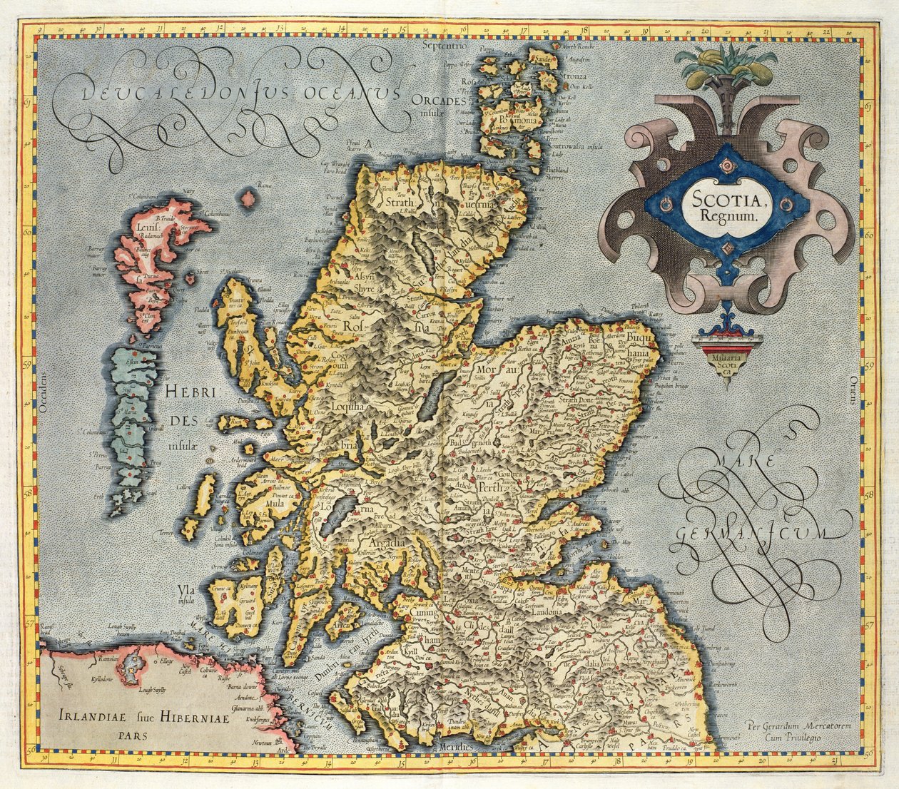 Kaart van het Koninkrijk Schotland, 17e eeuw Scotia Regnum (beïnvloed door Mercators Atlas) door Unbekannt Unbekannt