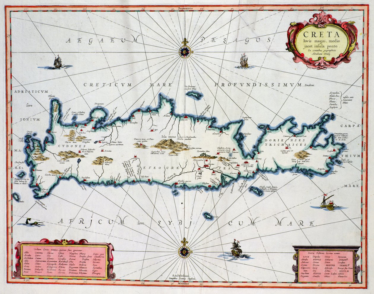 Kaart van het eiland Kreta, ca. 1570, door Abraham Ortelius (1527-98) door Unbekannt Unbekannt