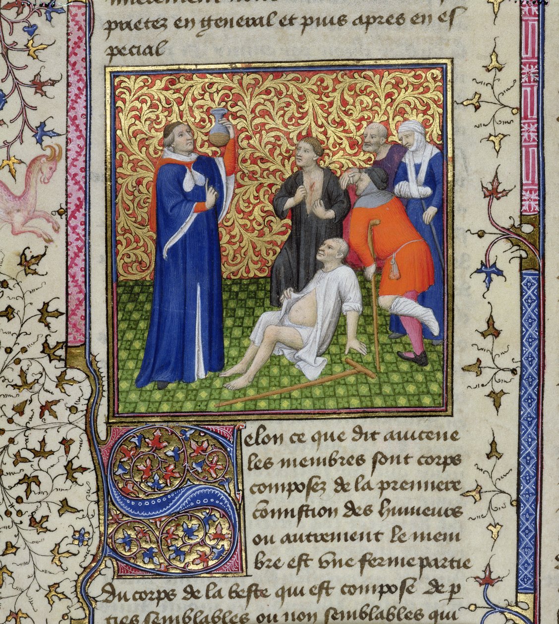 Ms.251 f.54v Een dokter met zijn patiënten, uit Des Proprietez des Choses, ca. 1415 door Unbekannt Unbekannt