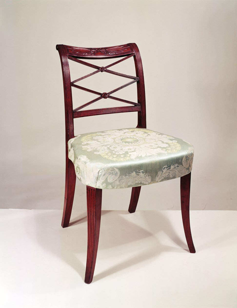 Stoel met opgerolde rugleuning, mahonie, door Duncan Phyfe, 1807 door Unbekannt Unbekannt