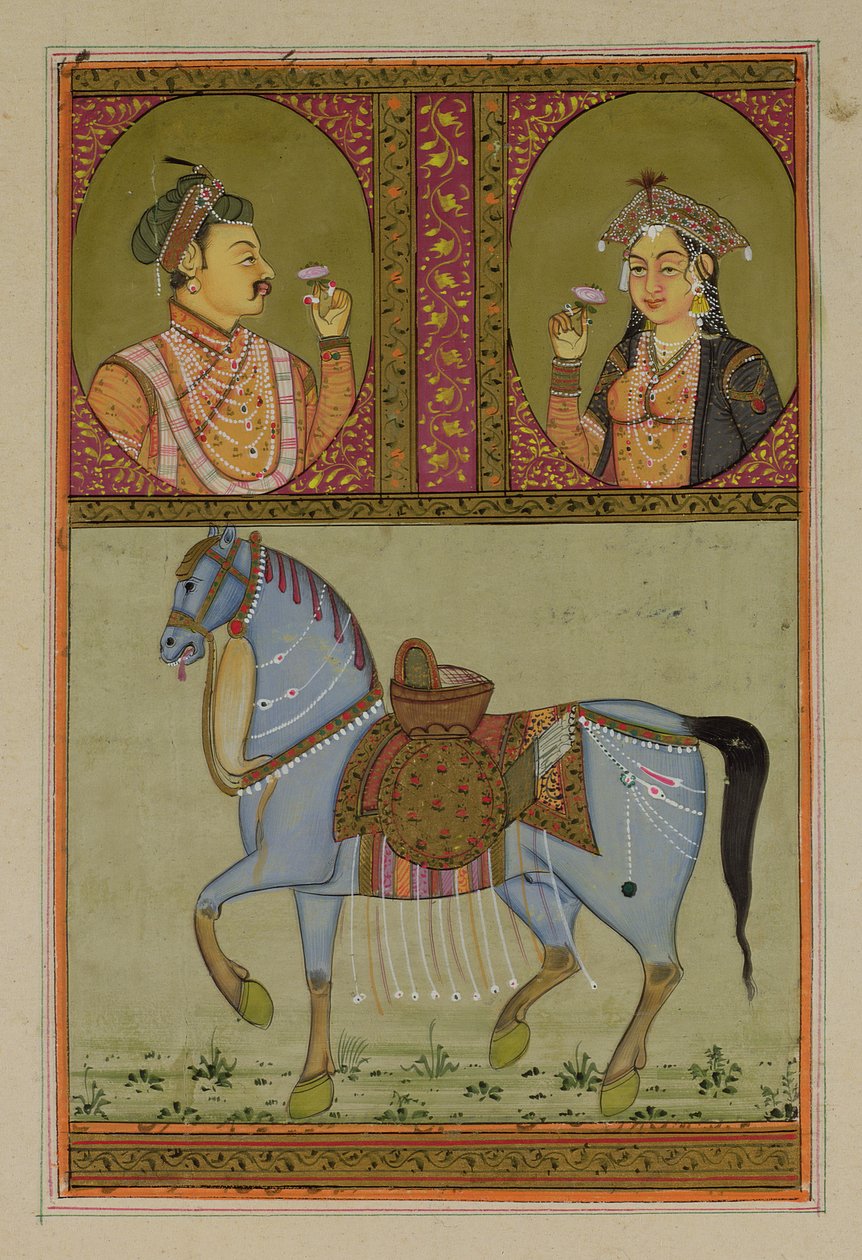 Shah Jahan (1592-1666) en Muntaz Mahal, zijn vrouw (gest. 1629), Mughal door Unbekannt Unbekannt