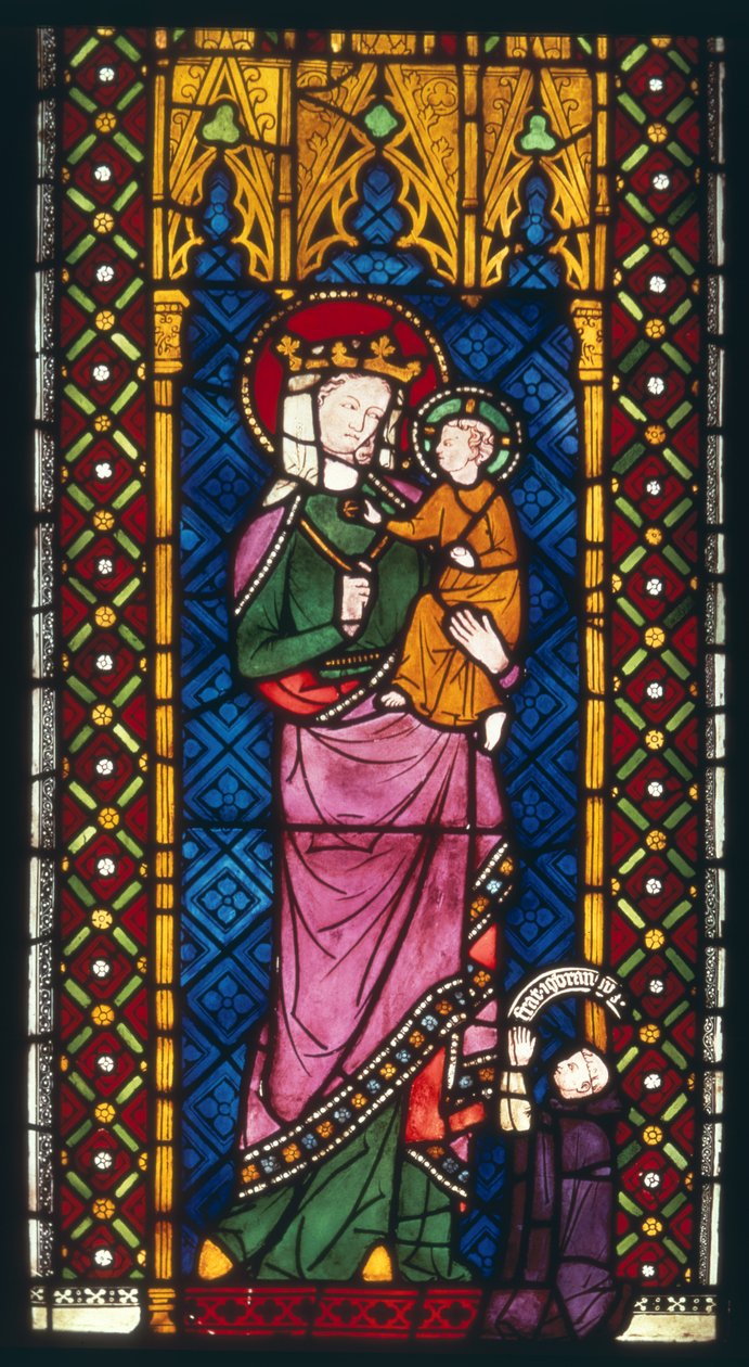 Glas-in-loodraam met Madonna en Kind uit Keulen, ca. 1380 door Unbekannt Unbekannt