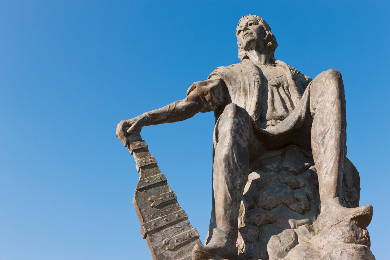Standbeeld van Christoffel Columbus bij het La Rabida-klooster, Huelva, Andalusië, Zuid-Spanje door Unbekannt Unbekannt