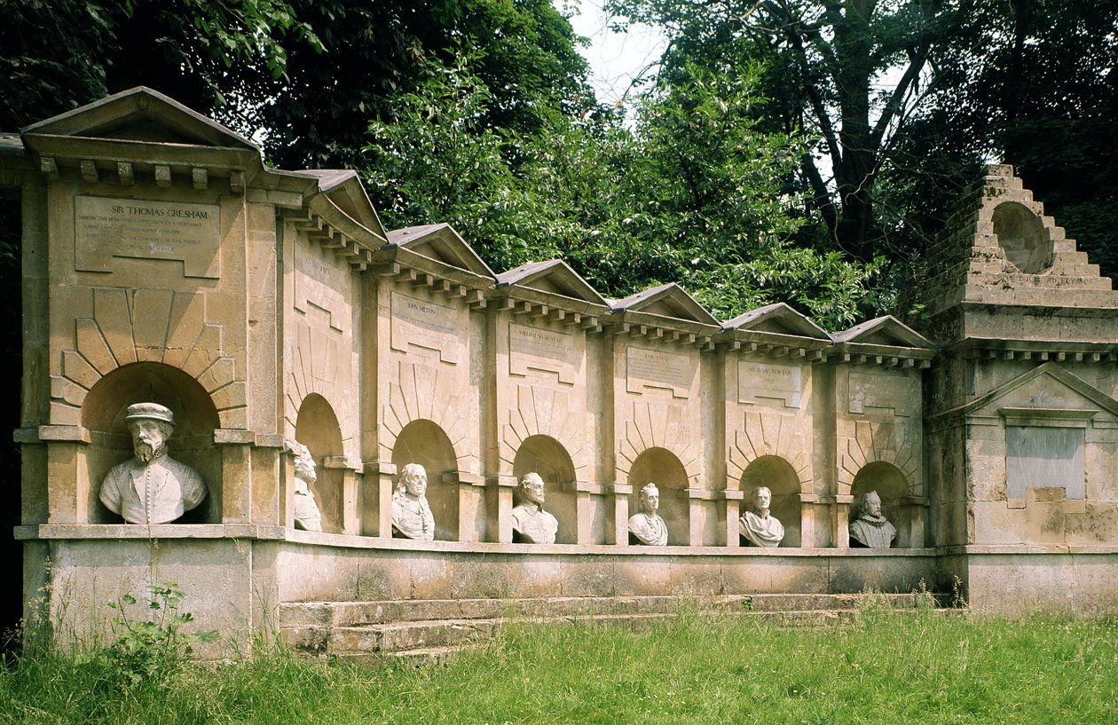 Stowe, William Kent, Tempel van Britse Waardigen, ca. 1735, Buckinghamshire, VK door Unbekannt Unbekannt