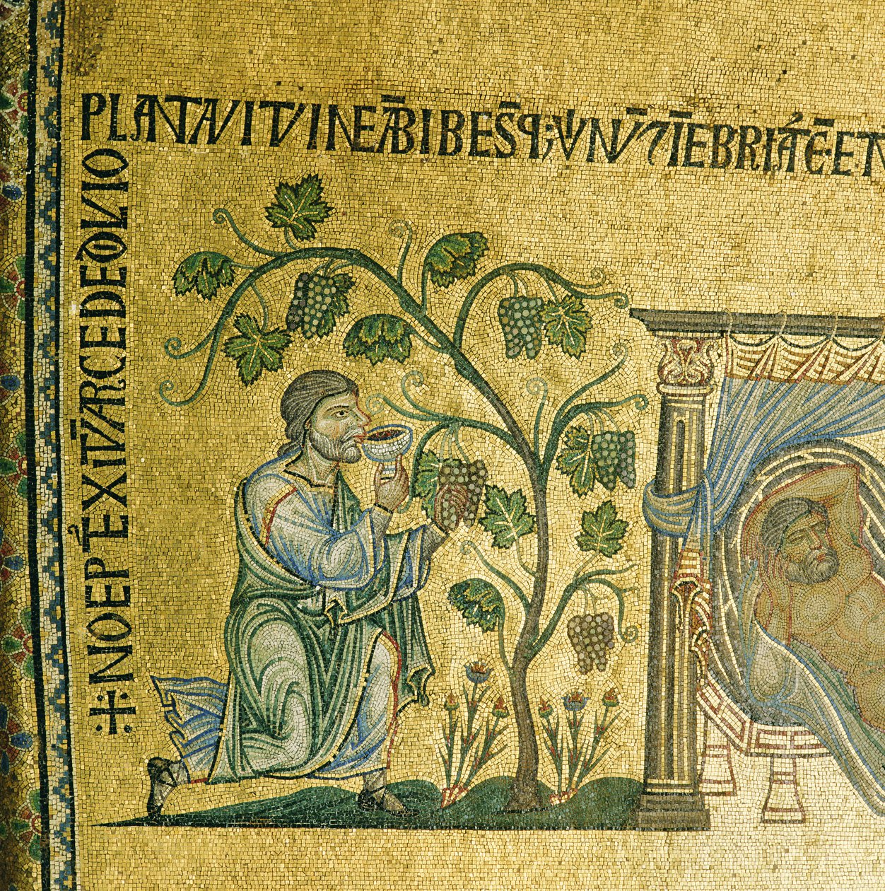 Het verhaal van Noach, mozaïek uit het 2e gewelf van het atrium in de San Marco Basiliek, Venetië door Unbekannt Unbekannt