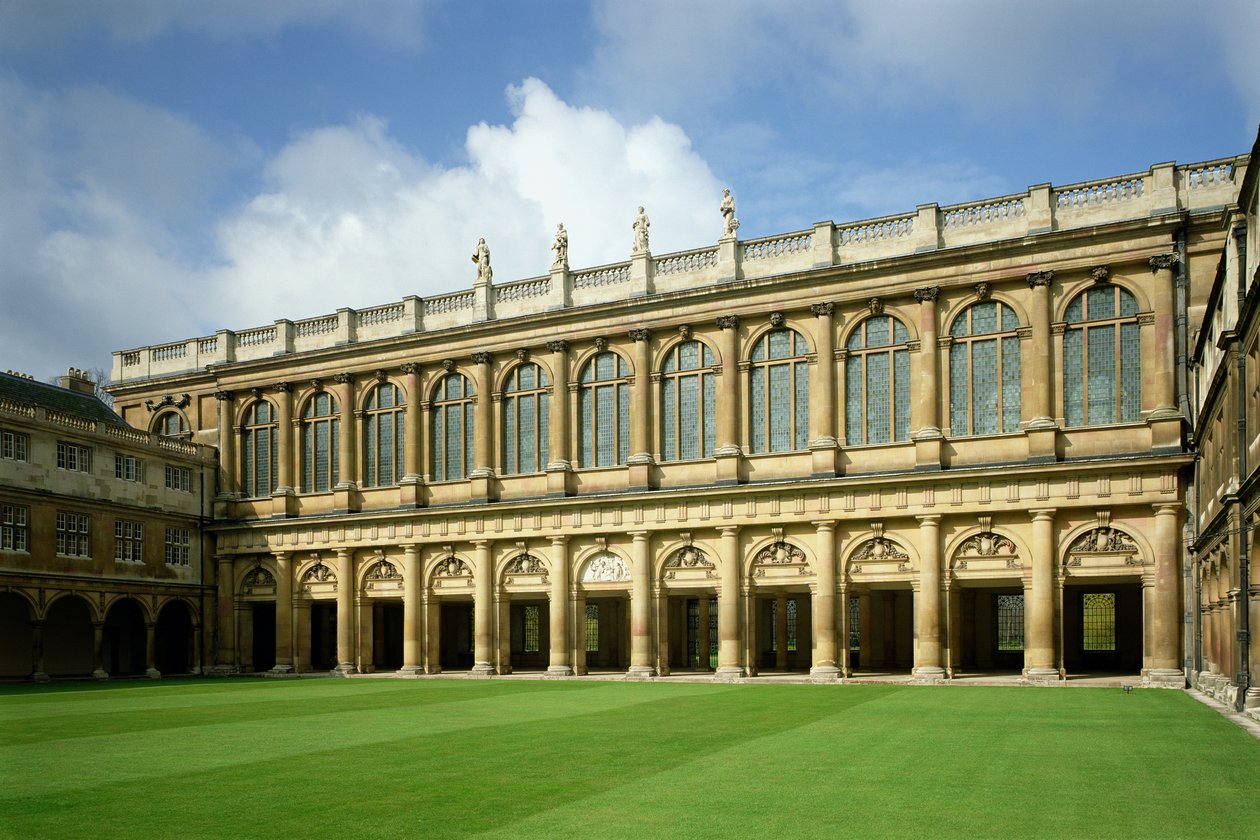 Uitzicht op de Grote Binnenplaats van de Wren Bibliotheek, Trinity College, Cambridge door Unbekannt Unbekannt