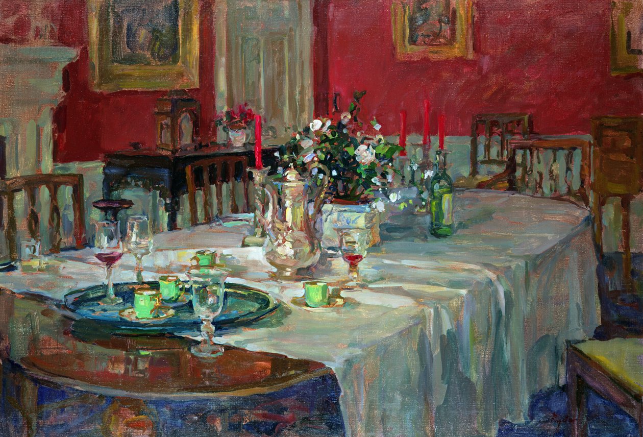 Eettafel met Zilveren Kan door Unbekannt Unbekannt
